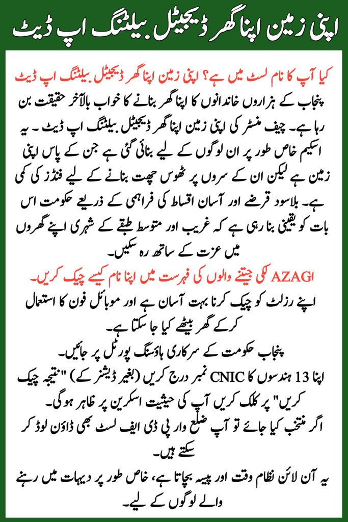 Apni Zameen Apna Ghar Digital Balloting